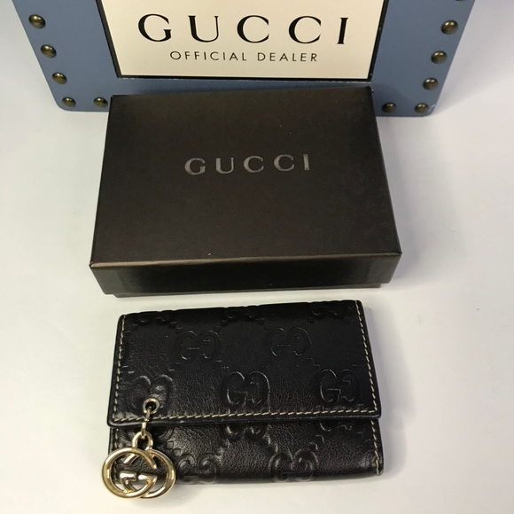 Gucci Other - 💯 Original GUCCIImprime Monogram GG Pierce 6 Key Case Black